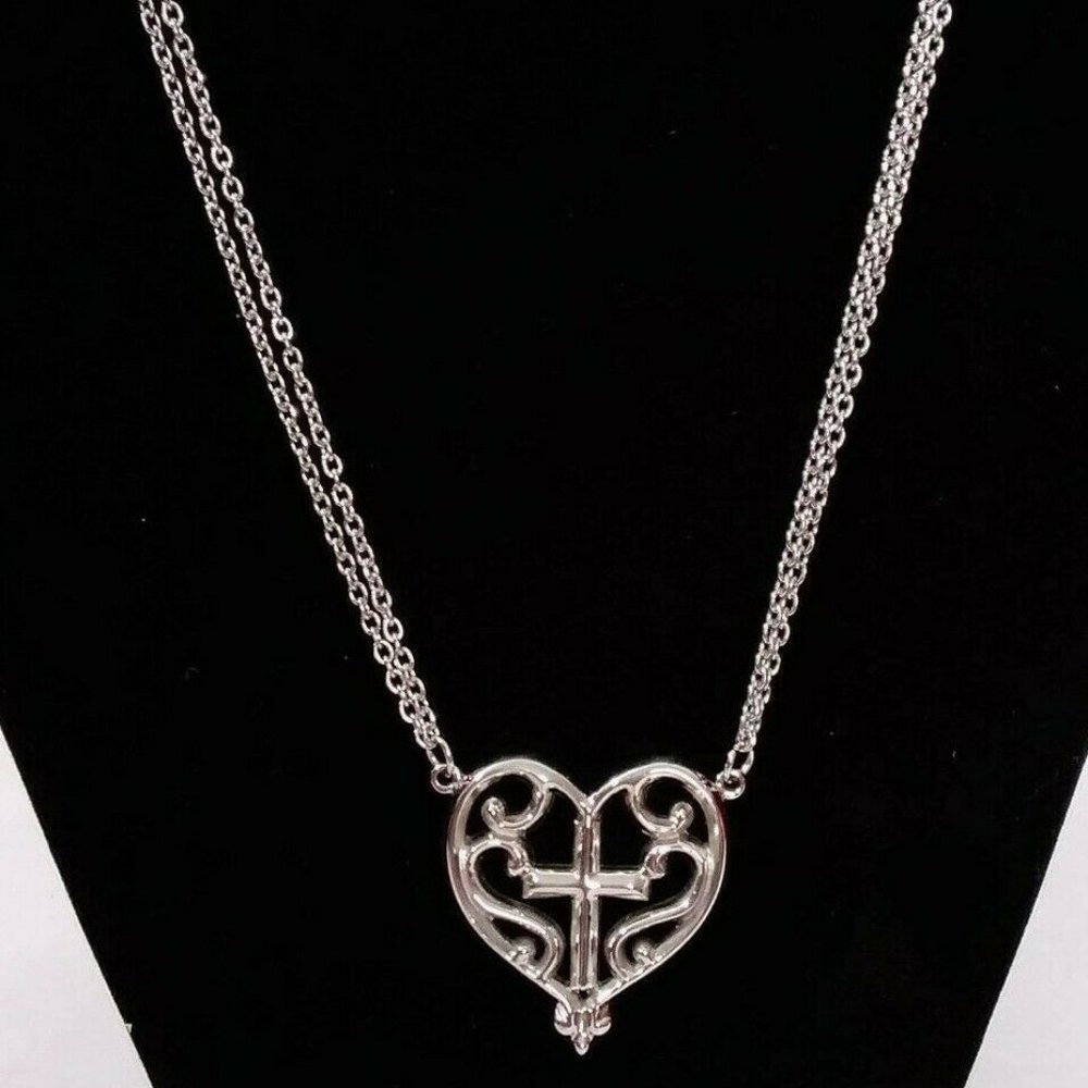 Women's Stainless Steel Religious Cross Jesus Necklace Heart Chain  5mm …